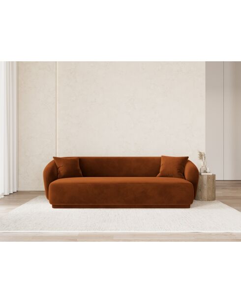 Canapé Velours Jane 3 Places Terracotta - 220x93x74 cm