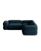 Canapé d'angle modulaire symétrique en velours Lony 5 Places Pétrole Profond - 250x250x68 cm