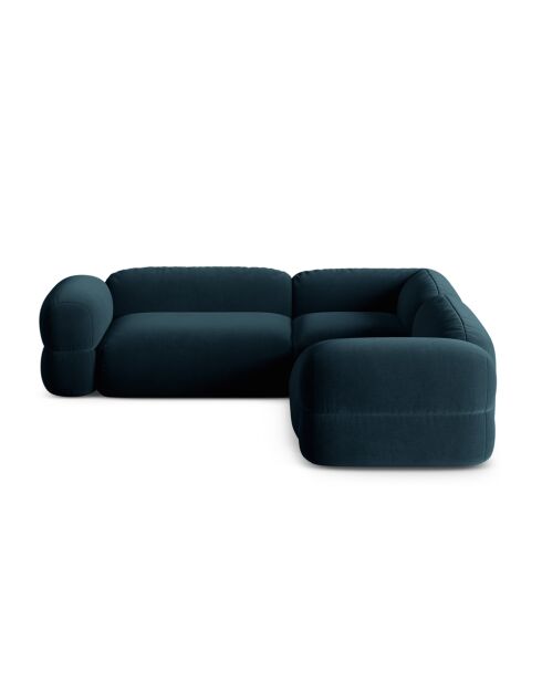 Canapé d'angle modulaire symétrique en velours Lony 5 Places Pétrole Profond - 250x250x68 cm