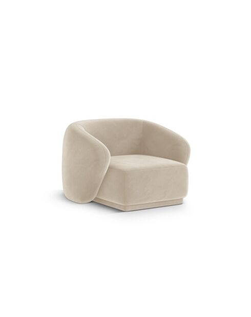 Fauteuil en velours Jane 1 Place Beige - 93x90x74 cm
