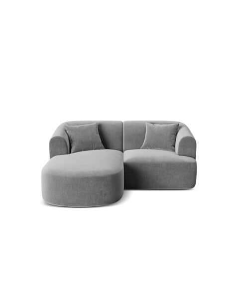 Canapé D'Angle Gauche Velours Modulable Talia 3 Places Gris - 180x156x70 cm