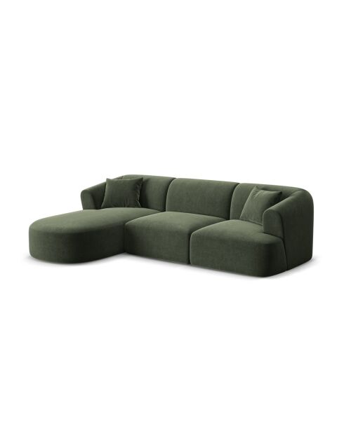 Talia Modulares Ecksofa aus Samt für 4 Personen, für rechts, 256 x 156 x 70 cm, Grün