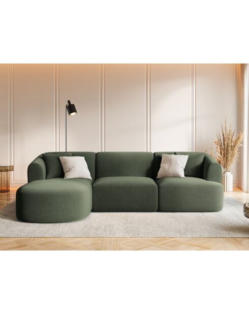 Talia Modulares Ecksofa aus Samt für 4 Personen, für rechts, 256 x 156 x 70 cm, Grün