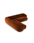 Canapé D'Angle Symétrique En Velours Jane 5 Places Terracotta - 256x256x74 cm