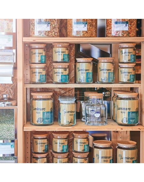 Set van 2 voorraadpotten met houten deksel - 1L + 0,5L