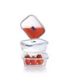 Set di 3 scatole ermetiche rettangolari in vetro