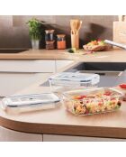 Set di 3 scatole ermetiche rettangolari in vetro