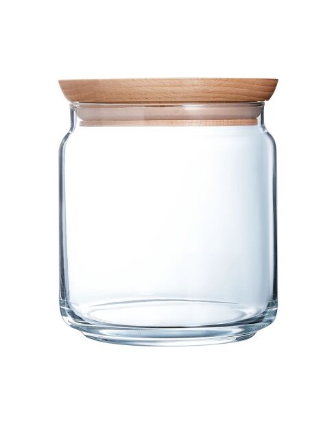 Glazen voorraadpot van 75 cl met houten deksel