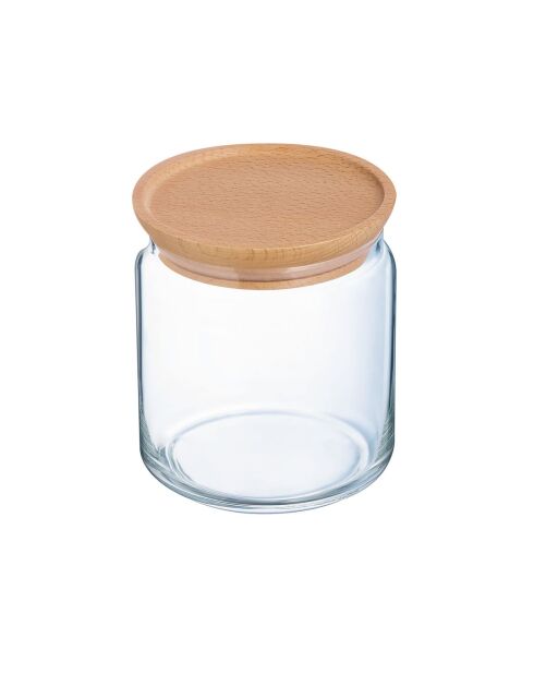 Glazen voorraadpot van 75 cl met houten deksel