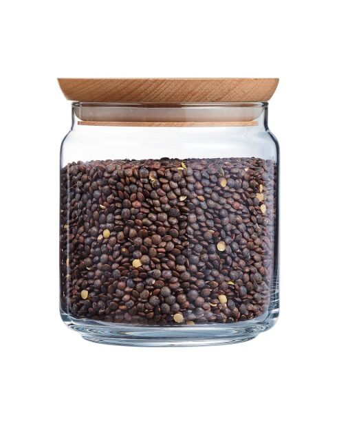 Glazen voorraadpot van 75 cl met houten deksel