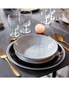 6 graue Suppenteller mit marmorierter Optik - D. 20 cm