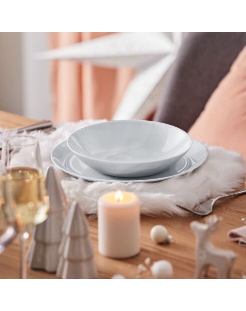 6 grijze soepborden met gemarmerd effect - D. 20 cm