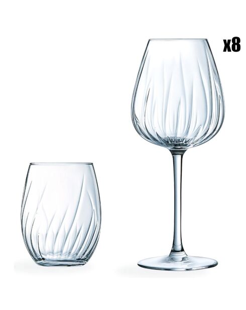 8 glazen met glazen steel 35 cl