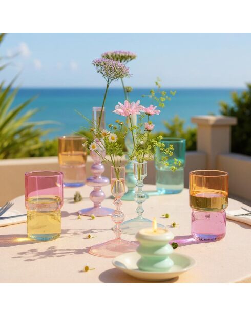 Paars/oranje waterglas - 32 cl