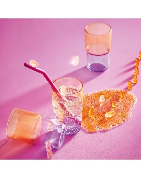 Paars/oranje waterglas - 32 cl