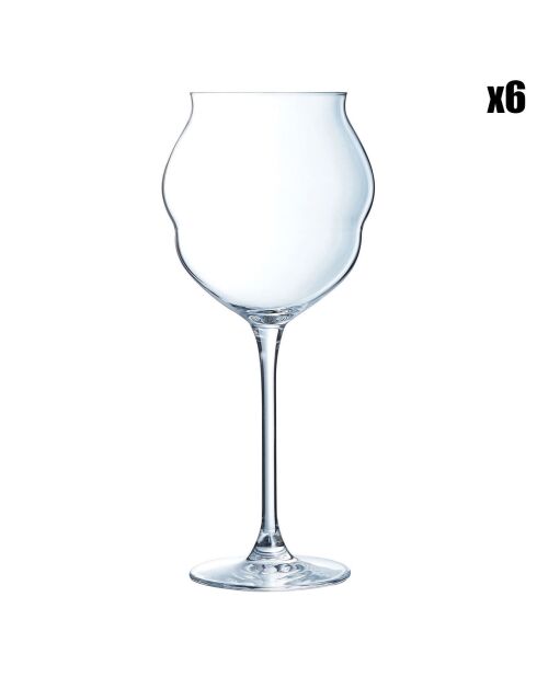 6 glazen met steel van 17 cl - Ultra transparant glas met een vintage design
