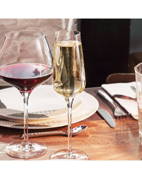 6 kristallen champagneglazen - 21cl