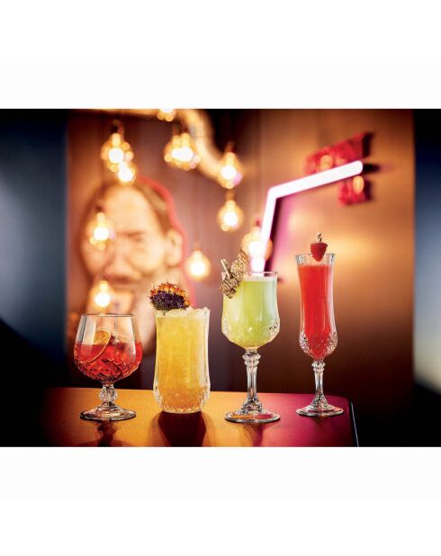 6 ultratransparante champagnefluiten met vintage design - 12cl