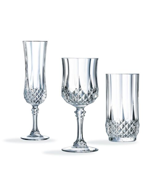 Set transparant Longchamp glaswerk en waterglazen - 18 stuks