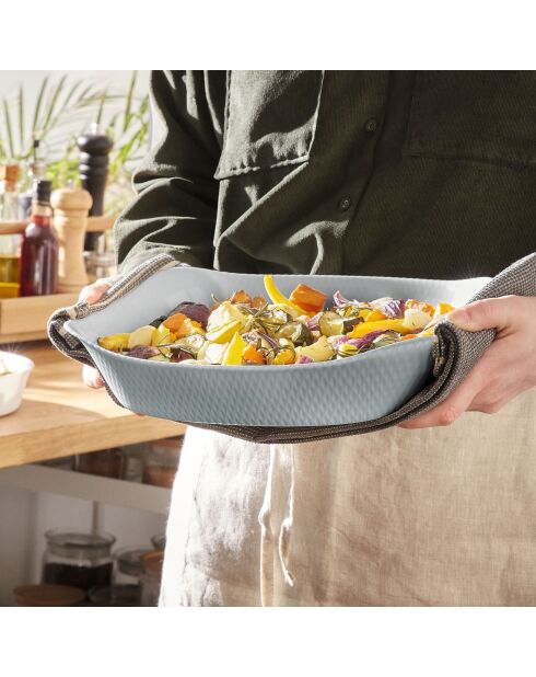 Piatto culinario rettangolare in opale grigio - 30x22 cm