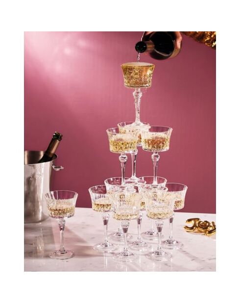 4 transparante Lady Diamond champagneglazen - 23 cl