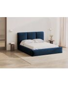 Lit Coffre en Velours avec tête de lit Bona Bleu Roi - 220x220x100 cm