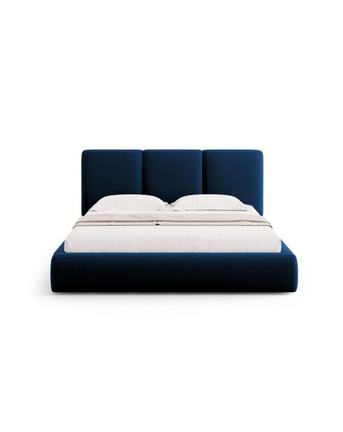 Lit Coffre en Velours avec tête de lit Bona Bleu Roi - 220x180x100 cm