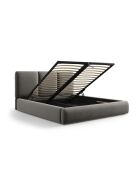 Lit Coffre en Velours avec tête de lit Bona Gris Clair - 220x200x100 cm