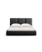 Lit Coffre en Velours avec tête de lit Bona Gris Foncé - 220x160x100 cm