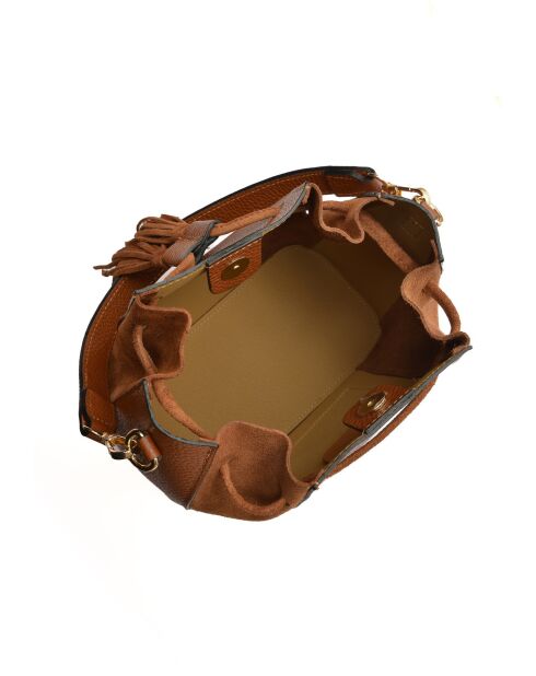 Isabella Cognac leren emmertas - 25x24x12,5 cm