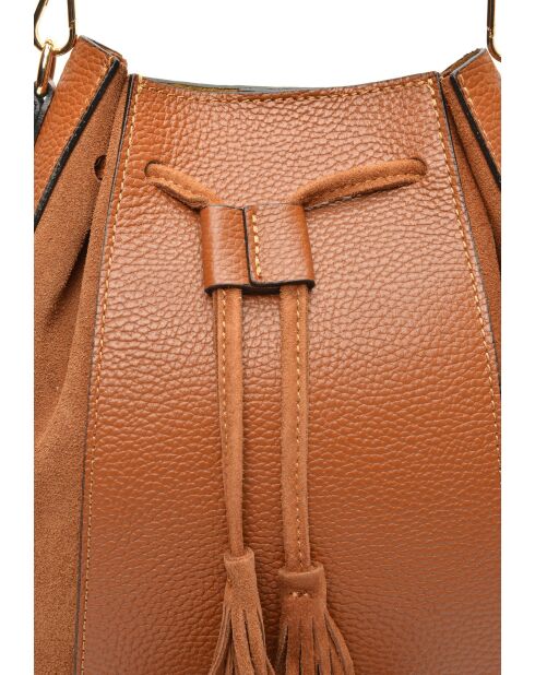 Isabella Cognac leren emmertas - 25x24x12,5 cm