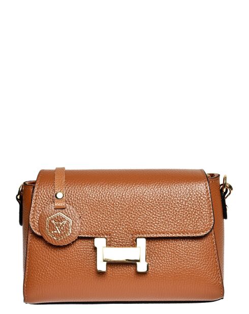 Gaya Cognac Schultertasche aus Leder - 15x20x7 cm