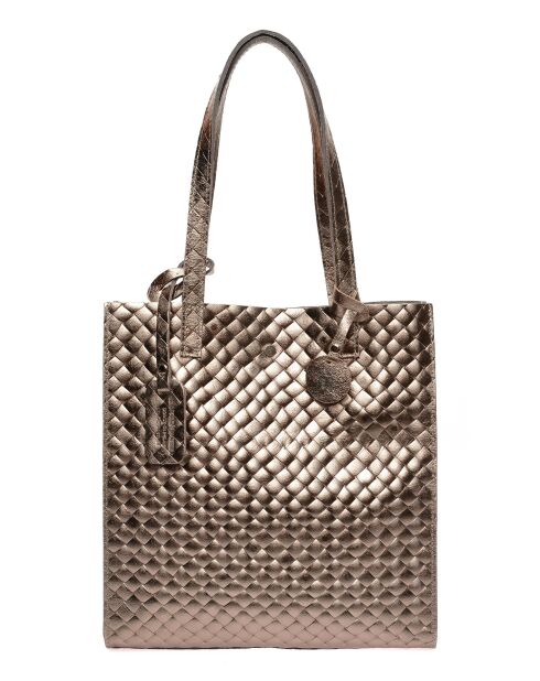 Schultertasche Roxane aus bronzefarbenem Leder - 33x31x9 cm