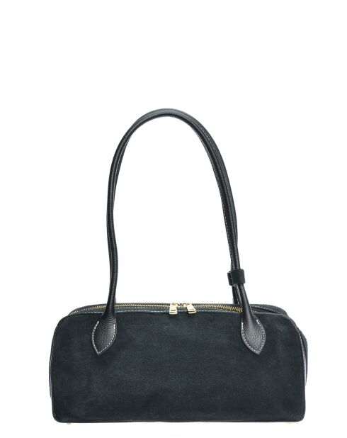 Gloria Schultertasche aus schwarzem Leder, 16 x 33,5 x 9 cm