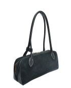 Gloria Schultertasche aus schwarzem Leder, 16 x 33,5 x 9 cm