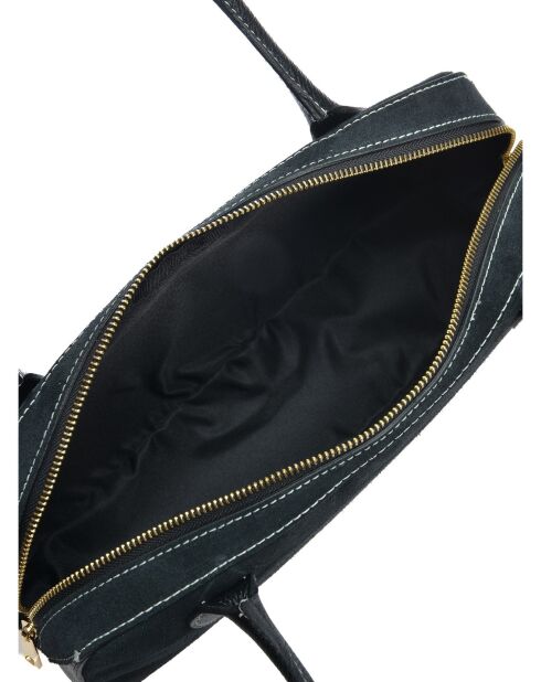 Gloria Schultertasche aus schwarzem Leder, 16 x 33,5 x 9 cm