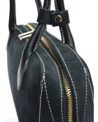 Gloria Schultertasche aus schwarzem Leder, 16 x 33,5 x 9 cm