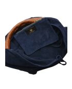 Valentina blauwe fluwelen leren hobotas - 31,5x37x4 cm