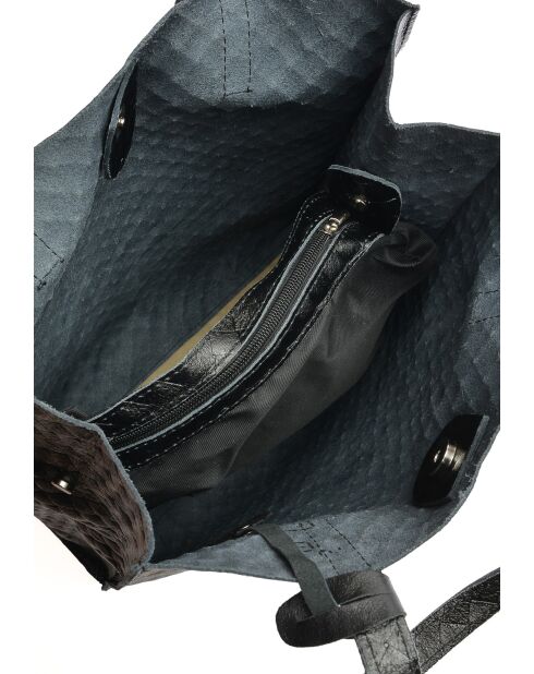 Zwarte leren schoudertas van Roxane - 33x31x9 cm