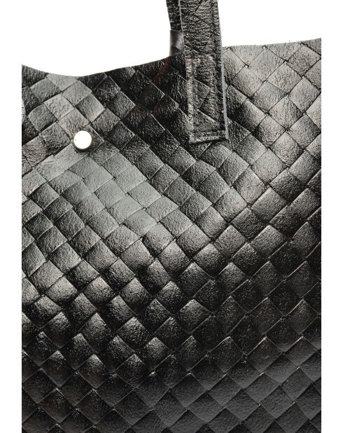 Zwarte leren schoudertas van Roxane - 33x31x9 cm