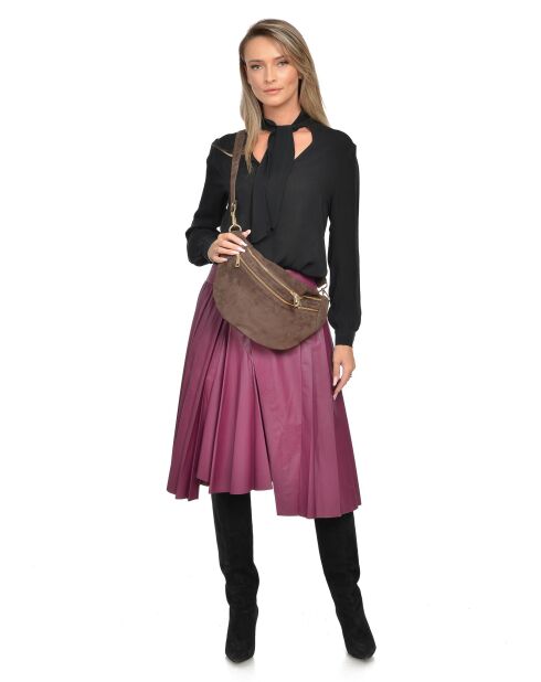 Dunkelbraune Schultertasche aus Kamelaleder - 19x31 cm