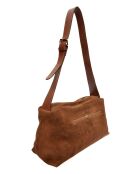 Sofia bruine fluwelen leren schoudertas - 22x35x14 cm