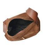 Sofia bruine fluwelen leren schoudertas - 22x35x14 cm