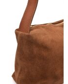 Sofia bruine fluwelen leren schoudertas - 22x35x14 cm