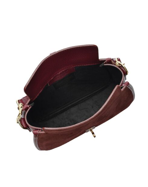 Bordeaux Doulché fluwelen leren schoudertas - 17,5x24x6,5 cm