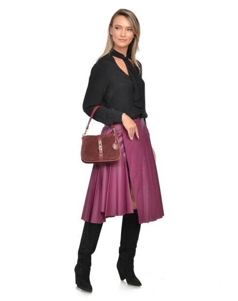 Bordeaux Doulché fluwelen leren schoudertas - 17,5x24x6,5 cm