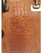 Cyrah Cognac Handtasche aus Veloursleder, 28,5 x 29,5 x 12 cm