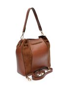 Isabella Braune Beuteltasche aus Leder, 25 x 24 x 12,5 cm