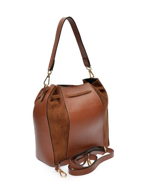 Isabella Braune Beuteltasche aus Leder, 25 x 24 x 12,5 cm