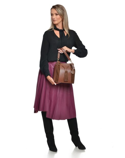 Isabella Braune Beuteltasche aus Leder, 25 x 24 x 12,5 cm